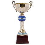 Trophy Metal Cup 28CM Gold W blue Rim 1964