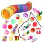 22PIECE Interactive Cat Toys Set Rainbow Tunnel & Teaser Wand & Balls Mouse