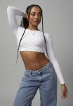 Sheer Ombre Long Sleeve Top - White