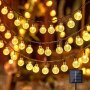 1PC 20/50/100 LED Solar String Lights Outdoor Crystal Globe Lights Solar Festoon Fairy Light Bubble Ball Lamp Halloween Decorations Lights Outdoor For Garden Christmas Festival Decor