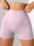 Women's High-waist Yoga Shorts Solid Color Tummy Control Athletic Shorts Casual Style Breathable Fabric For Workout Fitness