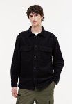 Relaxed Fit Corduroy Shacket - Black