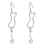 Cat Shape Dangle Earrings For Women 925 Sterling Silver Drop Dangle Earrings Trendy And Statement Silver Dangle Earrings For Wom