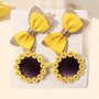 3pcs Hair Clip & Fashion Glasses Set Bow Hair Clip & Floral Design Glasses Elegant & Cute Style Accessory Suitable For Women 14+ Years Old