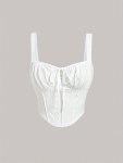 Eyelet Drawstring Sweetheart Neck Top Sexy Sleeveless Crop Tank Top For Summer Women's Clothing