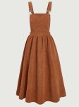 Patched Pocket Wide Strap Dress Elegant Backless Cami Dress For Summer Women's Clothing