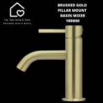 Brushed Gold Pillar Mount Basin Mixer - 180MM
