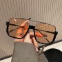 Vintage-style Oversized Glasses With Double Bridge PC Lens Metal Frame Everyday Wear For Men And Women