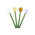 4 Piece Flower Design Glass Teaspoon Set Multicoloured