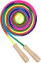 4 Pcs Jump Ropes Wooden Handle 9.2 Ft Rainbow Design Adjustable Length