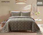 Simon Baker Chenille Jacquard Comforter Hamilton - Stone Various Sizes - Queen - 250CM X 250CM + 2 Pillowcases 50CM X 70CM + 5CM