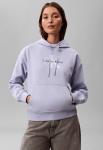 Calvin Klein Womens Monologo French Terry Hoodie In Lavender - Light Blue Xxs