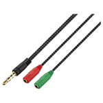 Volkano Unity Series Aux Splitter 4-POLE Plug To 2 Aux Sockets VK-20221-BK