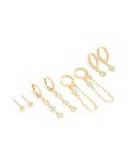Goldair Gold Plated Lilac & Blue Cubic Zirconia Stacker Earrings 4-PACK