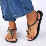 Slingback Sandal With Trim - Black gold - 9