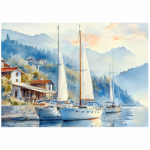 Tear Resistant Deco Print Harbour Scenery