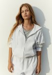 Embroidered Zip-through Hoodie - White