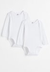 2 Pack Long-sleeved Bodysuits - White