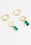 Premium Ear Stack Gold Plated - Gold Plated Emerald Green Baguette