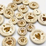 50PCS 15MM 20MM 25MM Heart Wood Buttons Sewing Scrapbooking Gift Handwork Home Clothing Decor Wooden Decorative Handmade