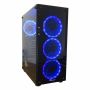 Atx Tempered Glass Gaming Chassis/case With 4X Blue LED Aura Fan