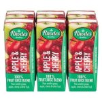 Rhodes 100% Apple & Cherry Fruit Juice Blend 200ML X 6