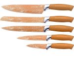 Non-stick Coating Knife Set 5 Piece With Stand - Gold
