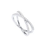 Pavoi 14K Gold Plated X Ring Simulated Diamond Cz Criss Cross Ring For Women Plated 10