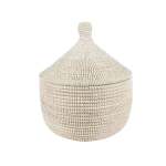 White Woven Basket With Lid