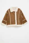 PoP Candy Shearling Trim Jacket - Brown & White