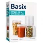 Basix 32 Oz Deli Containers With Lids 24 Count - Leakproof Plastic Food Storage Containers Reusable Meal Prep Containers For Sou