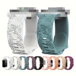 Floral Engraved Bands Compatible With For Iwatch Watch Band 40MM 41MM 38MM 42MM 44MM 45MM 49MM Women Soft Silicone Cute Wildflow