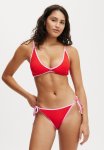 Cotton On Fixed Tie Side Cheeky Bikini Bottom - Scarlet Rib Pink