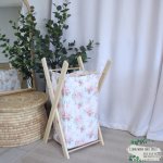 Washing Basket Wooden Stand Protea With Leaf