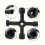 1PC 4-WAY Multi-function High Carbon Steel Key Wrench For Electric Control Cabinet Elevator Water Meter Valve Cross Key