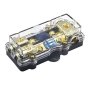 Zookoto Power Distribution Block 2 - Way 4/8 Awg Gauge Agu Fuse Holder Distribution Block 4 Gauge In To 2 8 Gauge Out With 60A Fusesblue