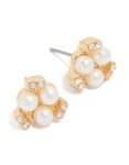 Goldair Gold Pearl Diamante Cluster Stud Earrings