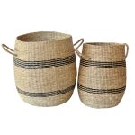 Stripe Seagrass Basket Set Of 2