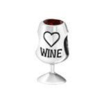 C664-C9996 - 925 Sterling Silver Cz Wine European Charm Bead - Red Garnet Cz Stone