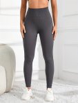 Women's High Waist Ribbed Seamless Yoga Leggings Workout Tights Slim Fit Solid Color High Waist Fitness Pants Yoga Clothes Leggi
