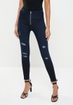 Sissy Boy High Rise Knit & Denim Combo With Rips - Dark Blue