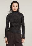 G-star Raw Coated Slim Rib Mock T Wmn Ls - Black