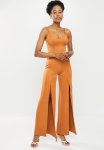 Sissy Boy Jumpsuit With Front Slits - Caramel