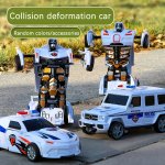 1PC Transforming Police Car Robot Toy Plastic Toy One-click Collision Deformation Creative Birthday Gift Home Decor Accessory