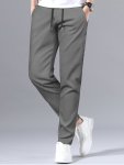 Men's Stylish Solid Pants With Pockets Casual Breathable Drawstring Men's Trousers For Outdoor Activities