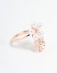 Rose Gold Cubic Zirconia Bubble Flower Wrap Ring - M l