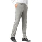 Plaid&plain Men's Dress Pants Slim Fit Stretch Khaki Pants Wrinkle Free 8802 Iron Grey 34X30