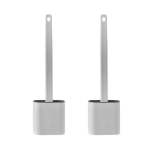 Set Of 2 Silicone Toilet Brush With Holder Stand