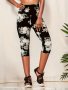 Floral Print Skinny Capri Leggings Casual Elastic Waist Stretchy Leggings For Spring & Summer Women's Clothing