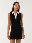 Nova Collared MINI Knit Dress - 16 Mono Tipped